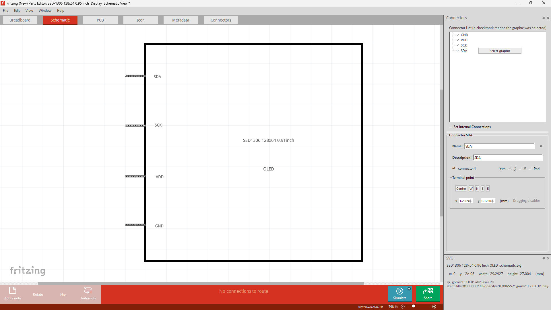 Final Schematic view of SSD1306 128x64